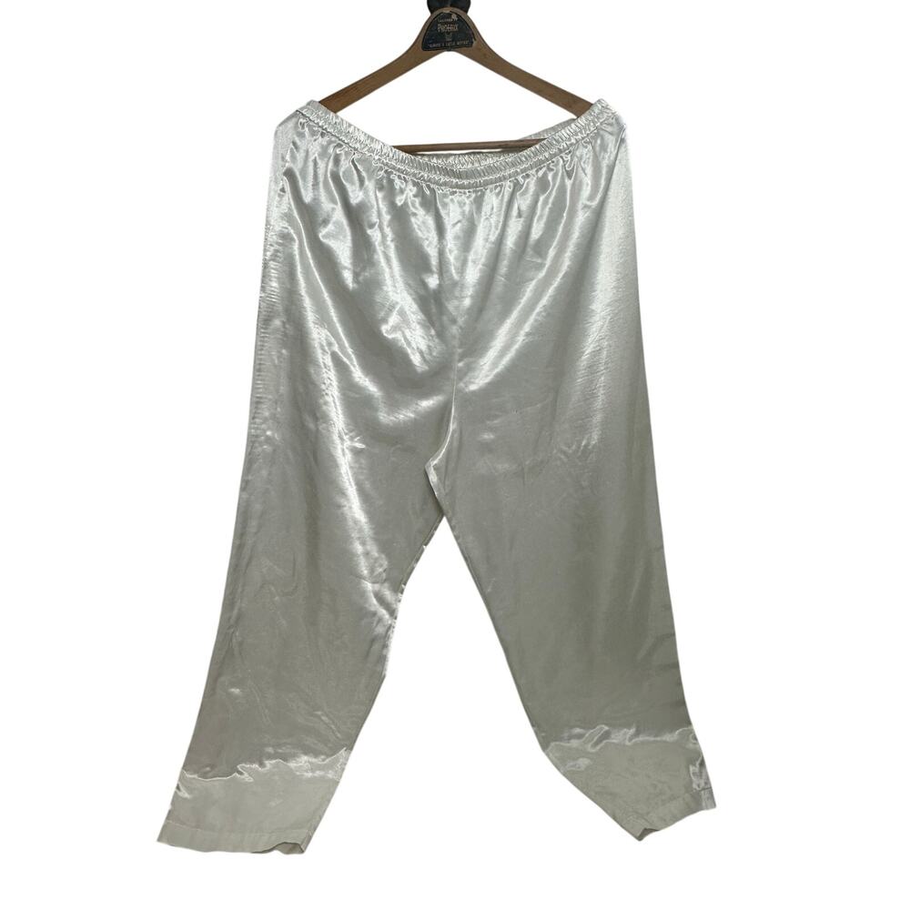 Vintage Victorias Secret Gold Tag Cream Off White Satin Pajama Pants Size XL